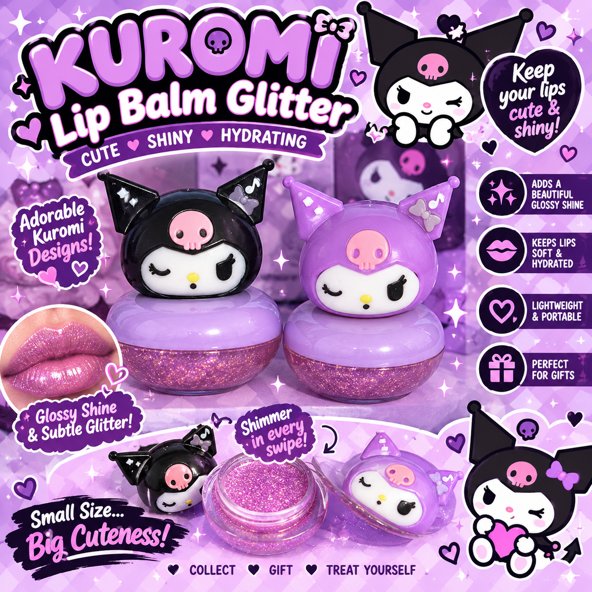 Kuromi Glitter lip balm